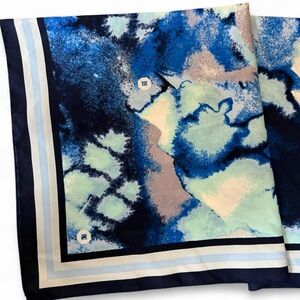 Chase bank Abstract Blue Watercolor Silk Scarf - Multi Blue